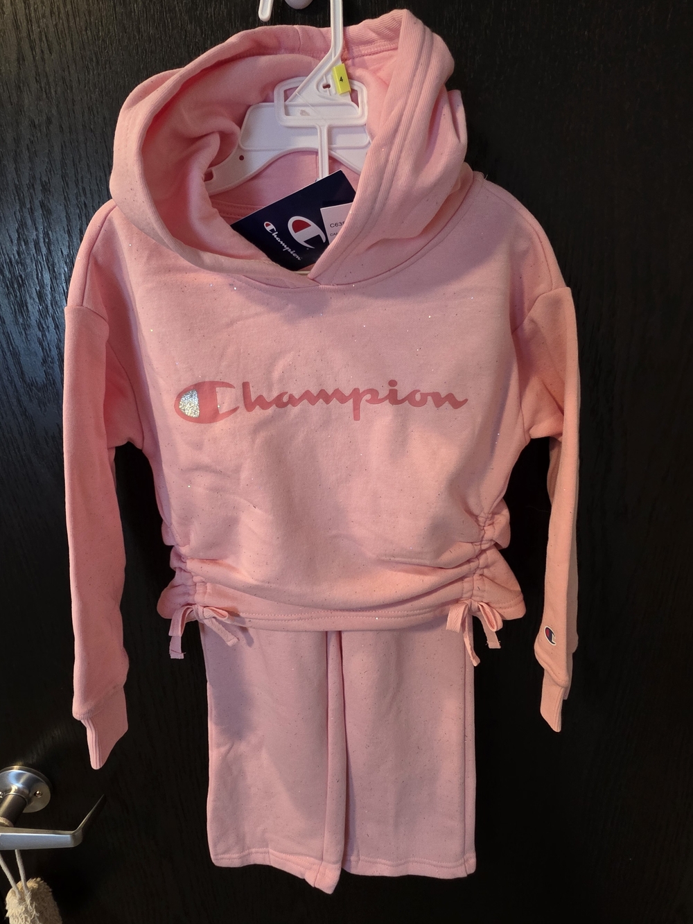 Champion Girls' Pink Hooded Sweatshirt with Side Ties